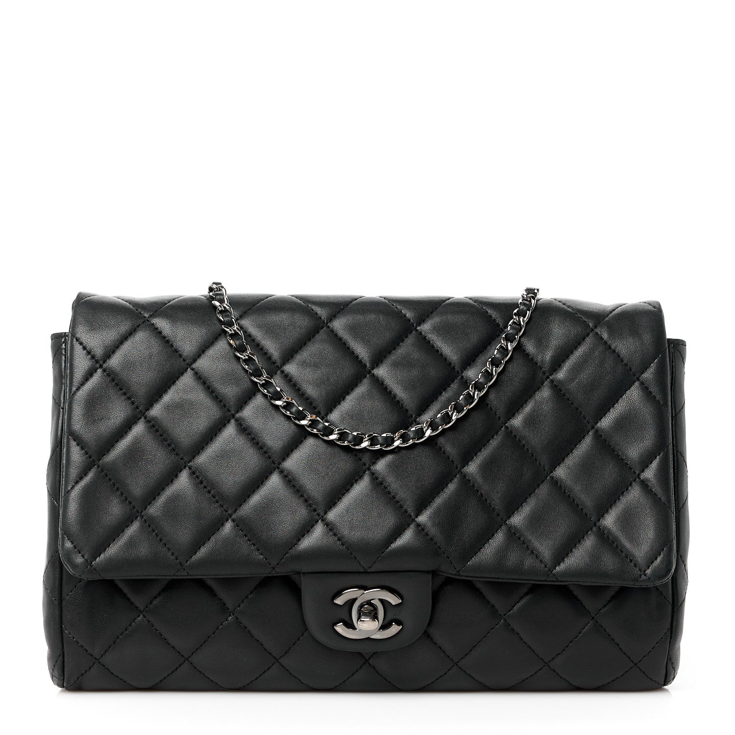 Chanel Lambskin Quilted Clutch with Chain Flap Black 1 of 11
