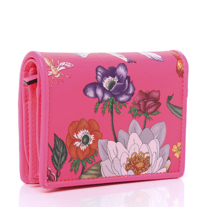 Gucci Calfskin Flora Print Zumi Card Case Fuxia Fluo 2 of 10