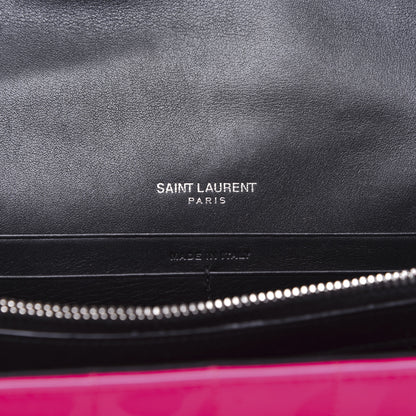 Saint Laurent Patent Calfskin Matelasse Monogram Vicky Chain Wallet Pink 8 of 10