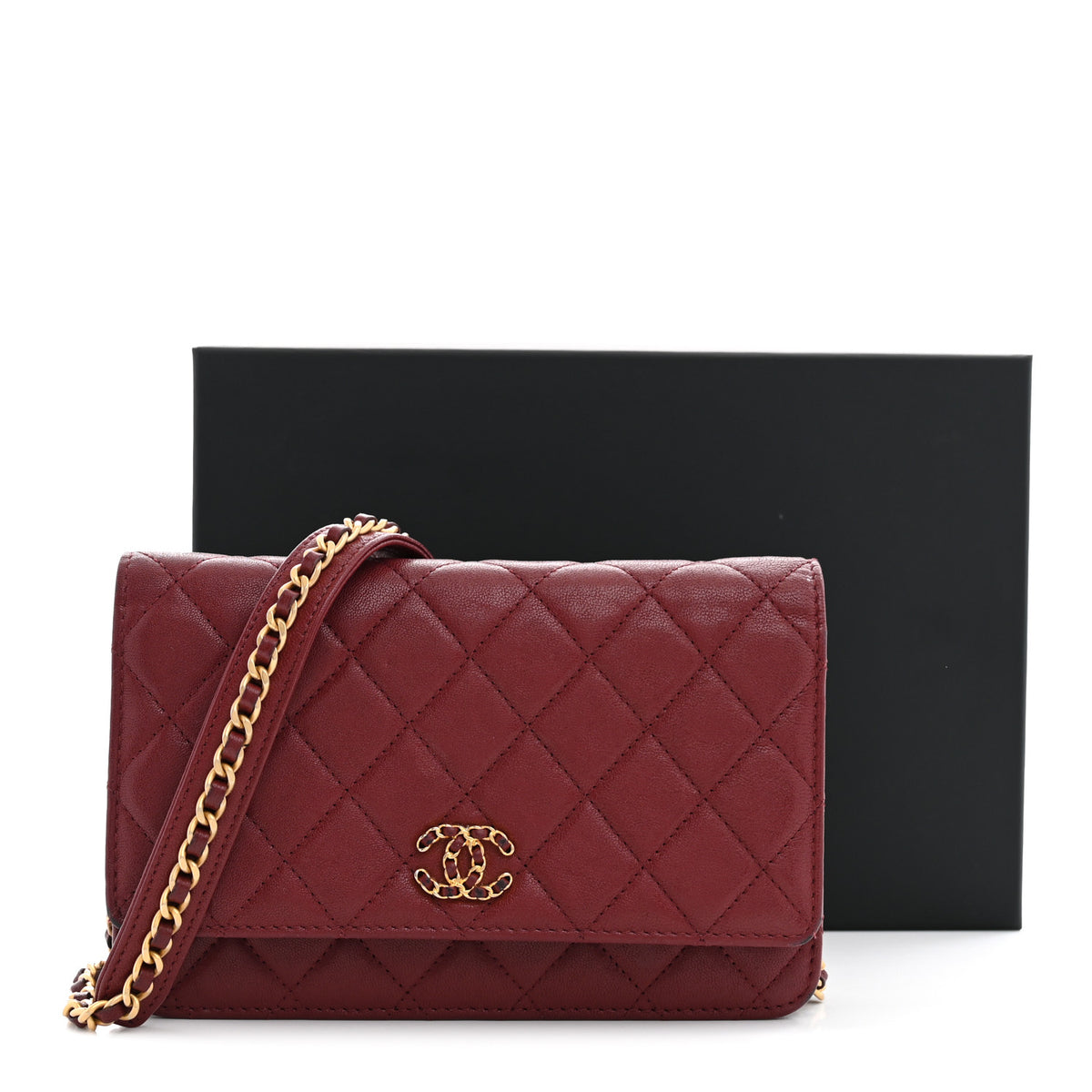 Chanel Lambskin Quilted Infinity Wallet On Chain WOC Burgundy 16 of 16