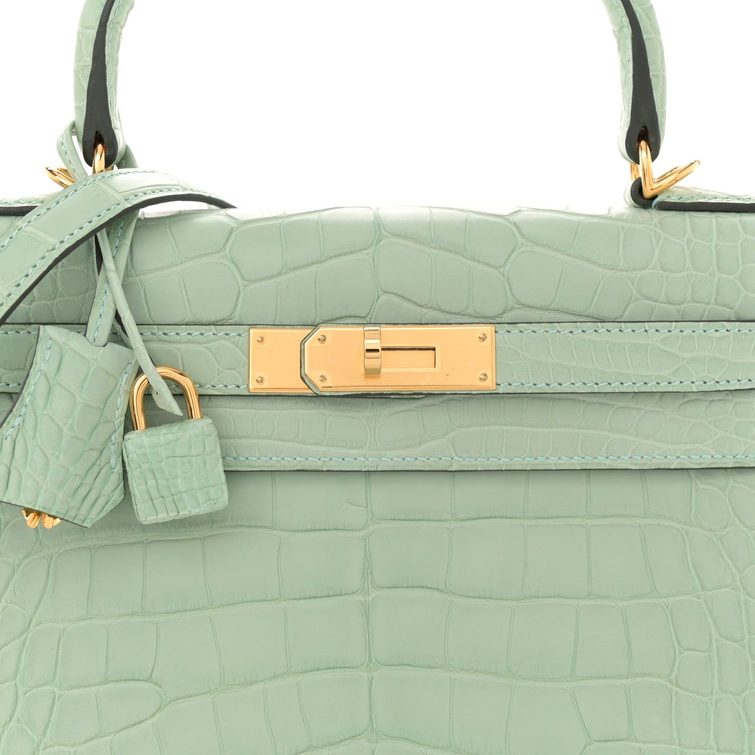 Hermes Matte Alligator Kelly Retourne 28 Vert D'eau 8 of 11
