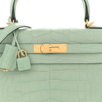 Hermes Matte Alligator Kelly Retourne 28 Vert D'eau 8 of 11