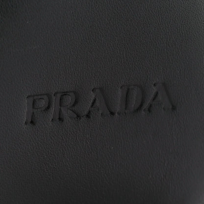 Prada Saffiano Logo Embossed Shoulder Bag Black 8 of 12