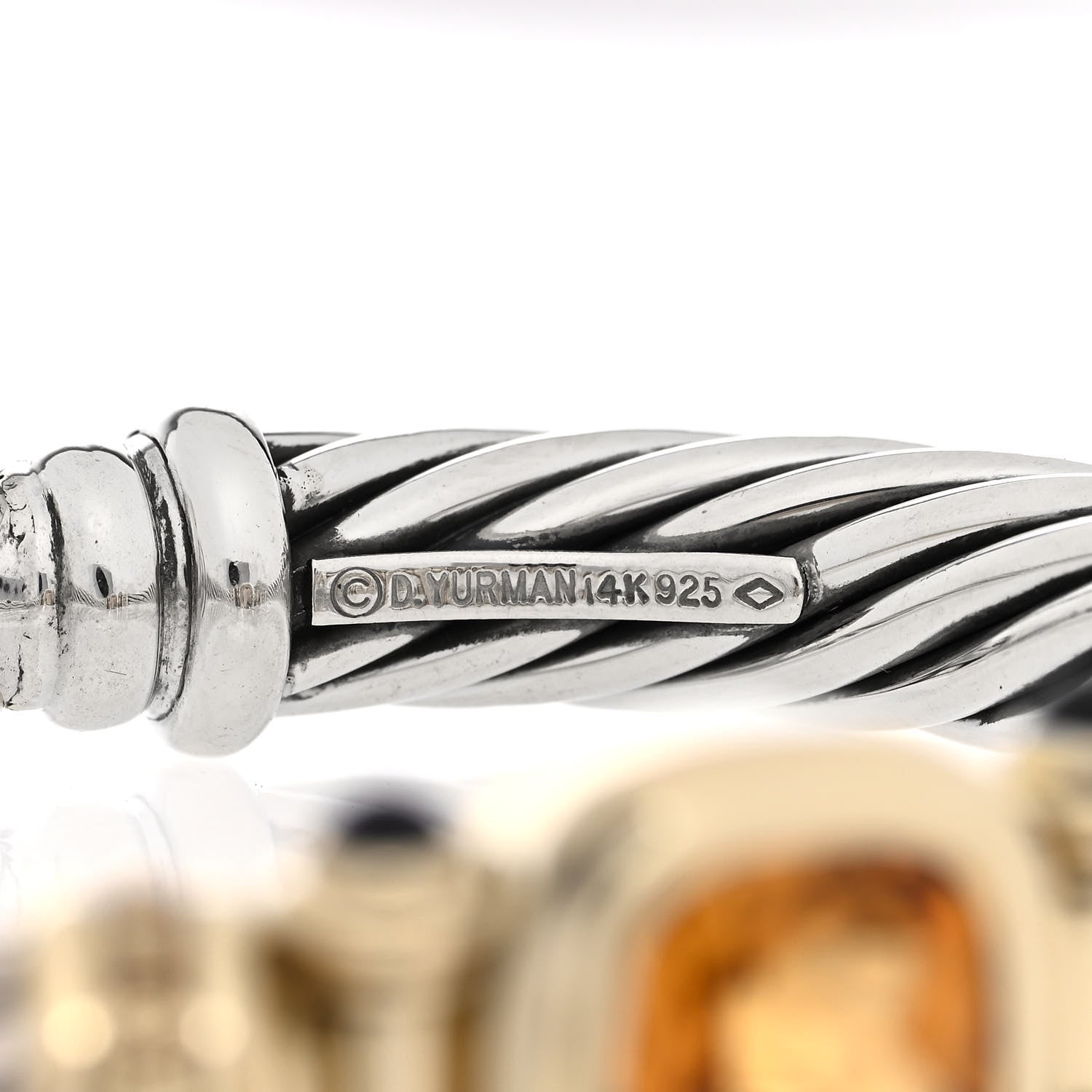 David Yurman Sterling Silver 14K Yellow Gold Citrine Iolite Cable Bracelet 5 of 5