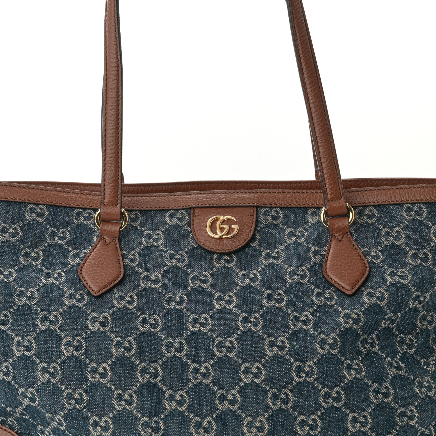 Gucci New Denim GG Monogram Medium Ophidia Shopping Tote Blue Tea Cuir 8 of 11