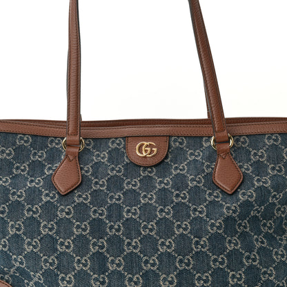 Gucci New Denim GG Monogram Medium Ophidia Shopping Tote Blue Tea Cuir 8 of 11