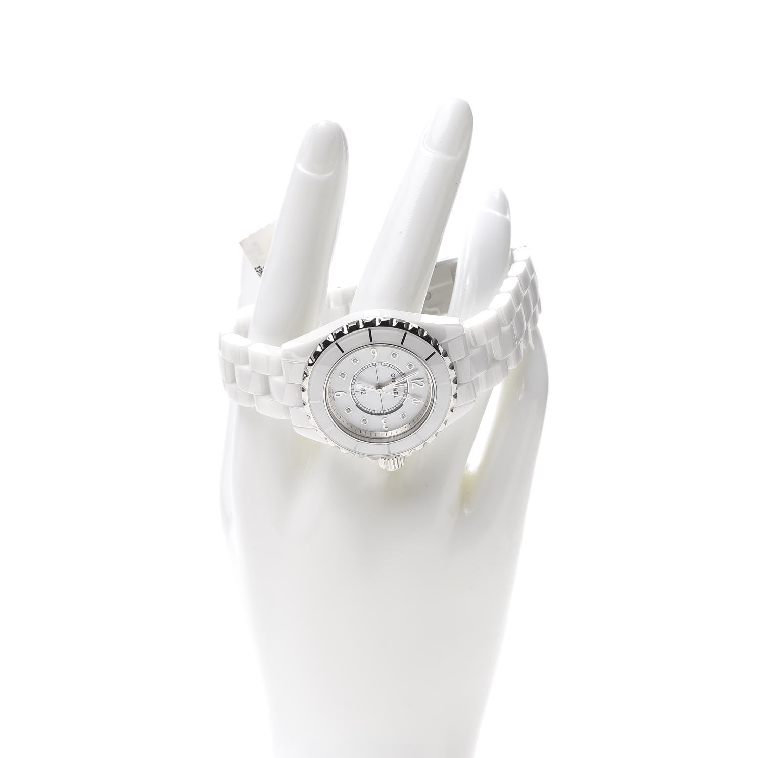 Chanel Stainless Steel Ceramic Diamond Mother of Pearl 33mm J12 Quartz Watch White 2 of 7