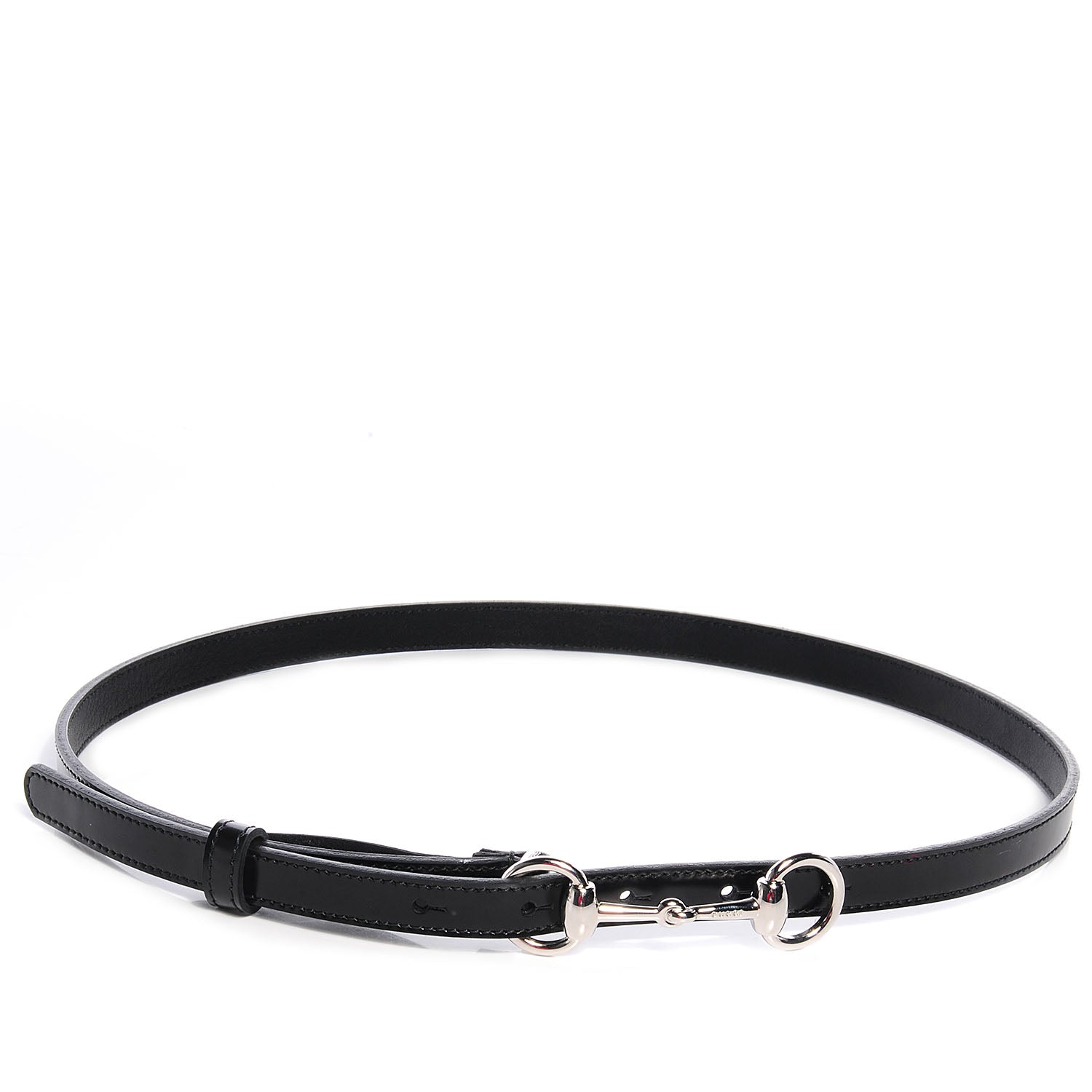 Gucci Leather Horsebit Thin Belt 80 32 Black 1 of 6