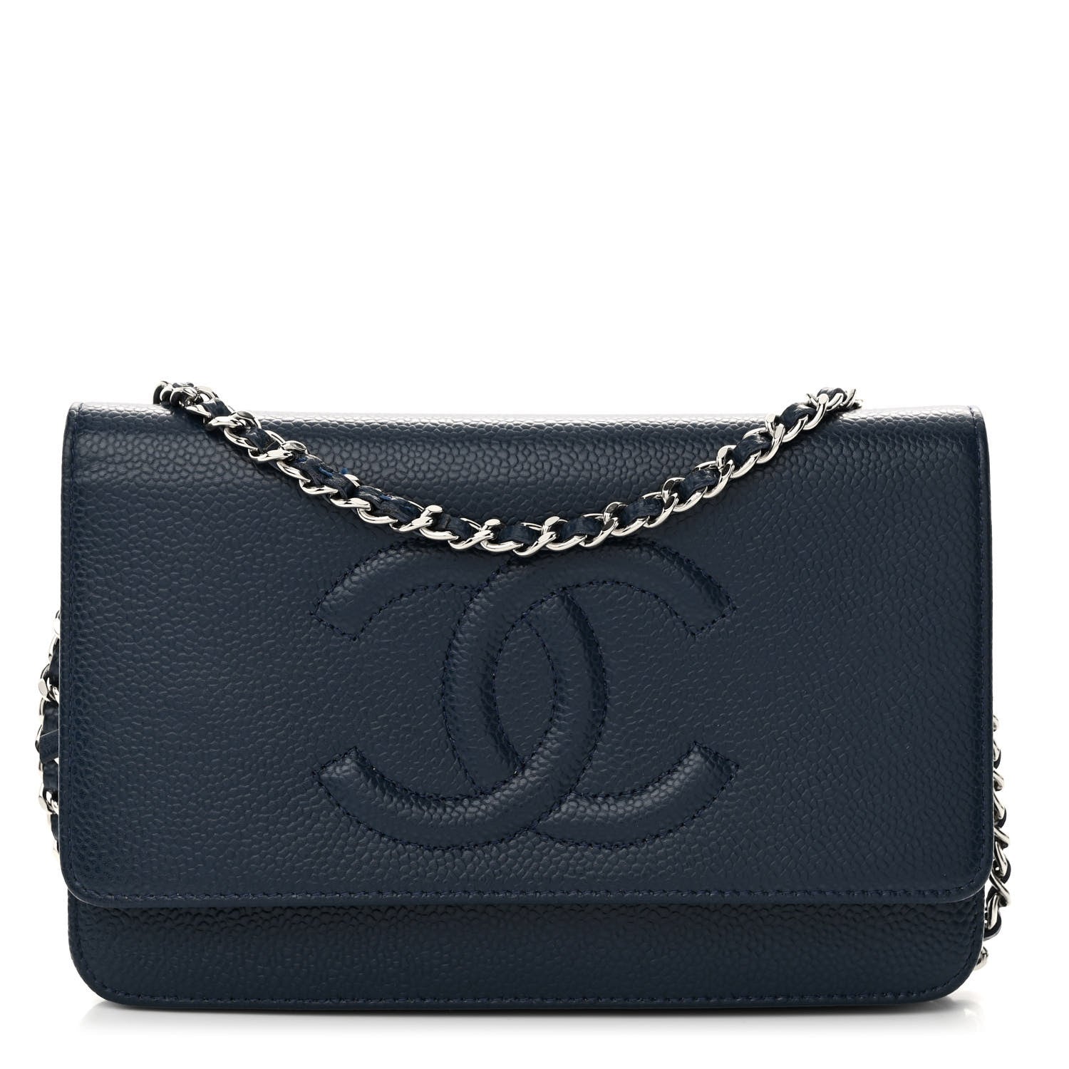 Chanel Caviar Timeless CC Wallet on Chain WOC Navy Blue 1 of 12