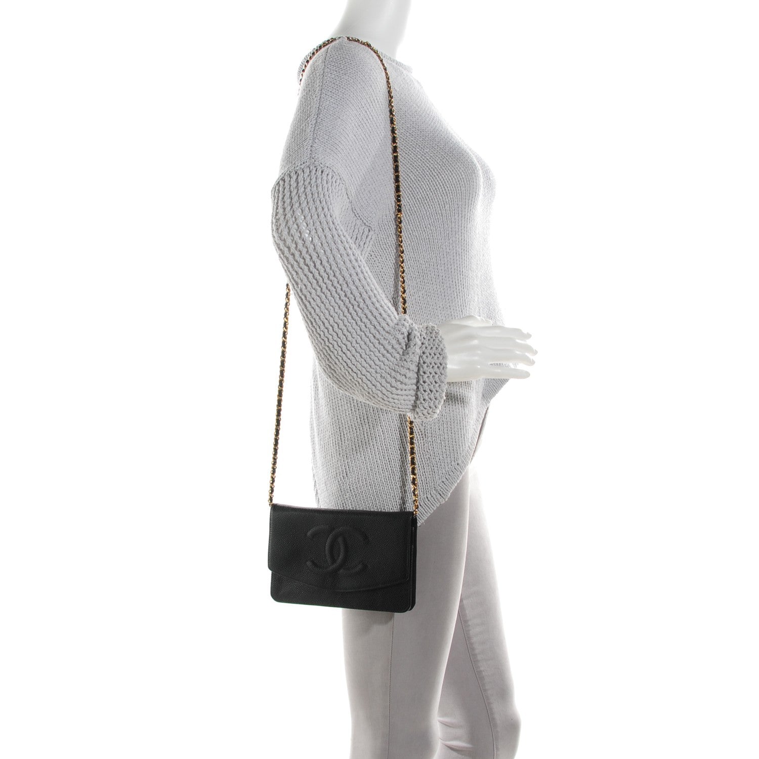 Chanel Caviar Timeless CC Wallet On Chain WOC Black 3 of 10