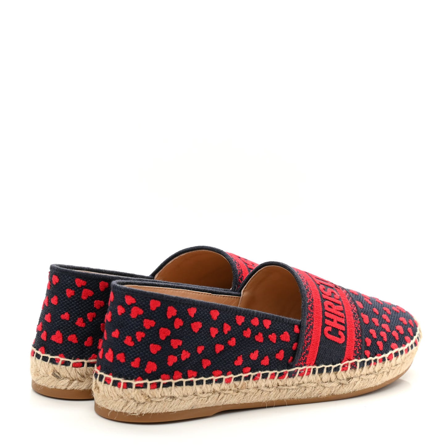 Cotton Embroidered Hearts Granville Espadrille 38 Blue Red