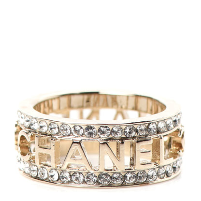 Chanel Metal Crystal Bow-tiful CC Logo Ring 7.25 55 Gold 3 of 6