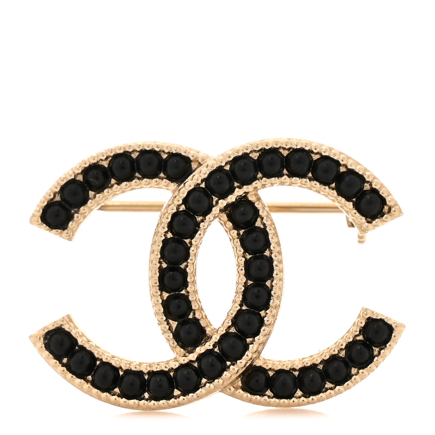 Bead CC Brooch Black Light Gold