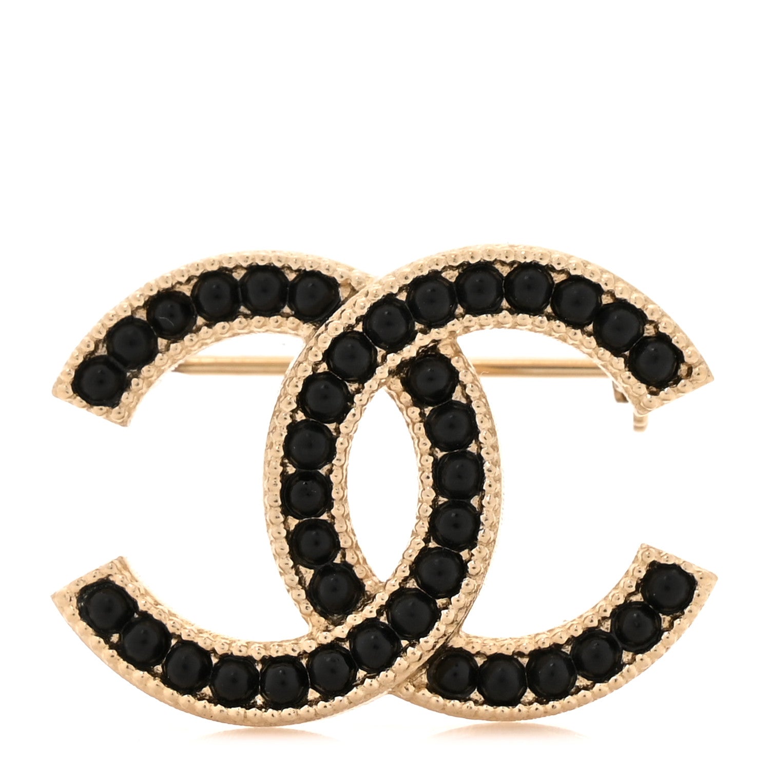 Chanel Bead CC Brooch Black Light Gold 1 of 4