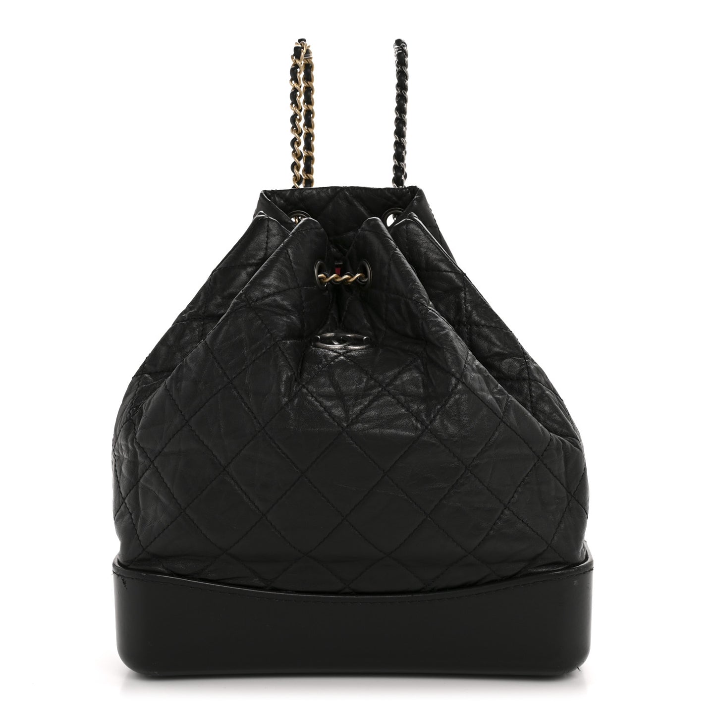 Aged Calfskin Quilted Gabrielle Backpack Black