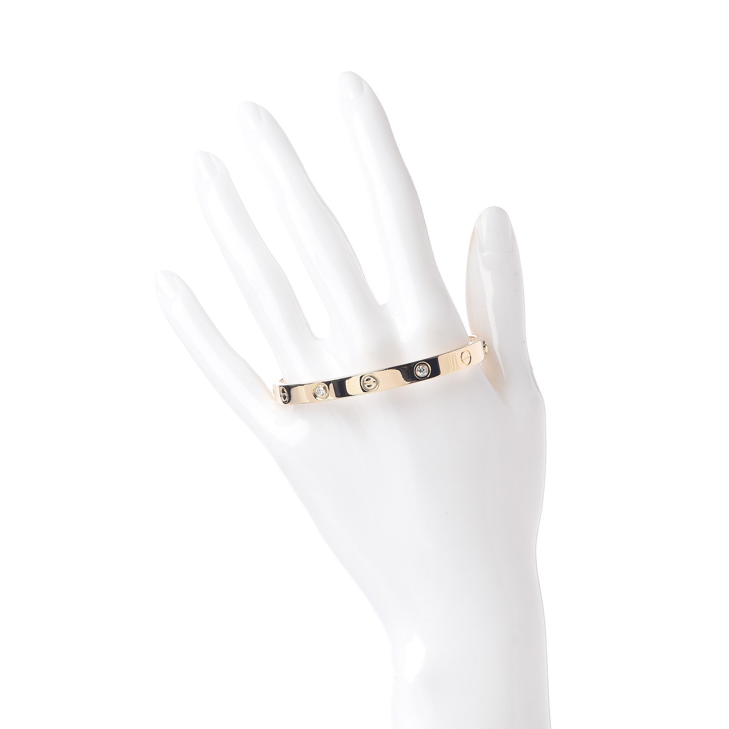 Cartier 18K Yellow Gold 4 Diamond LOVE Bracelet 17 2 of 6