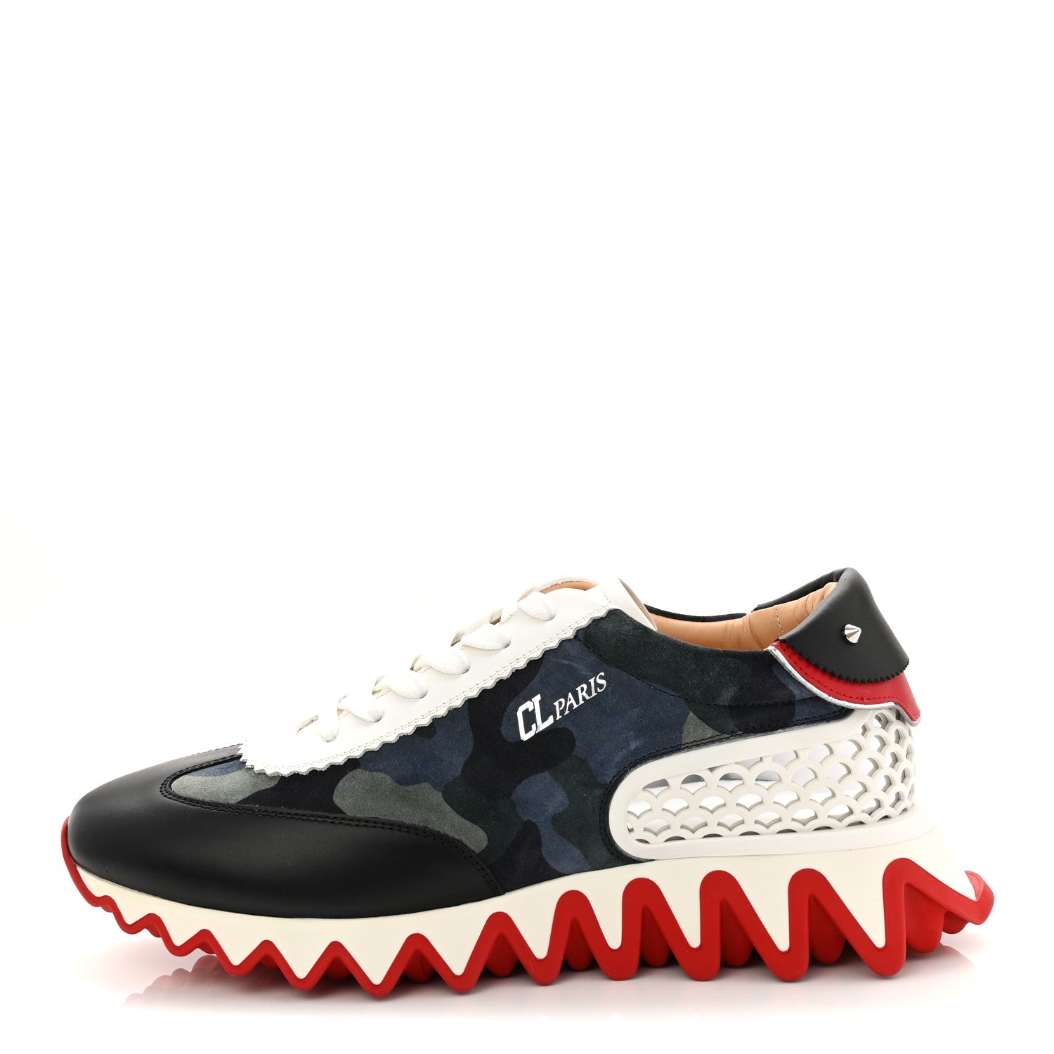 Christian Louboutin Calfskin Suede Camouflage Womens Loubishark Sneakers 41 Multicolor 1 of 9