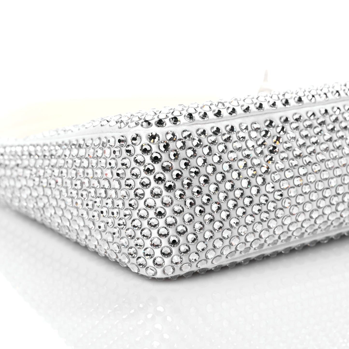 Satin Crystal Mini Re-Edition 2000 Bag White