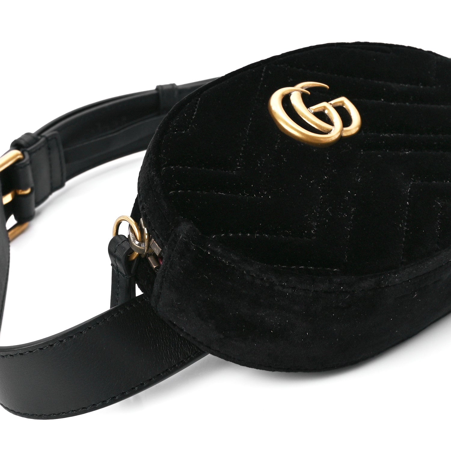 Gucci Velvet Matelasse GG Marmont Belt Bag 95 38 Black 12 of 13