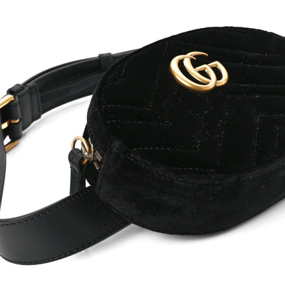Gucci Velvet Matelasse GG Marmont Belt Bag 95 38 Black 12 of 13