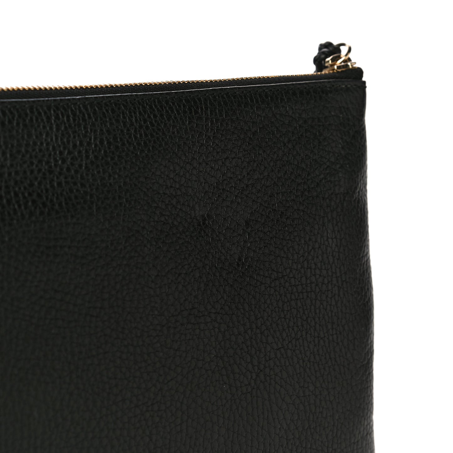 Pebbled Calfskin Large Bamboo Clutch Black