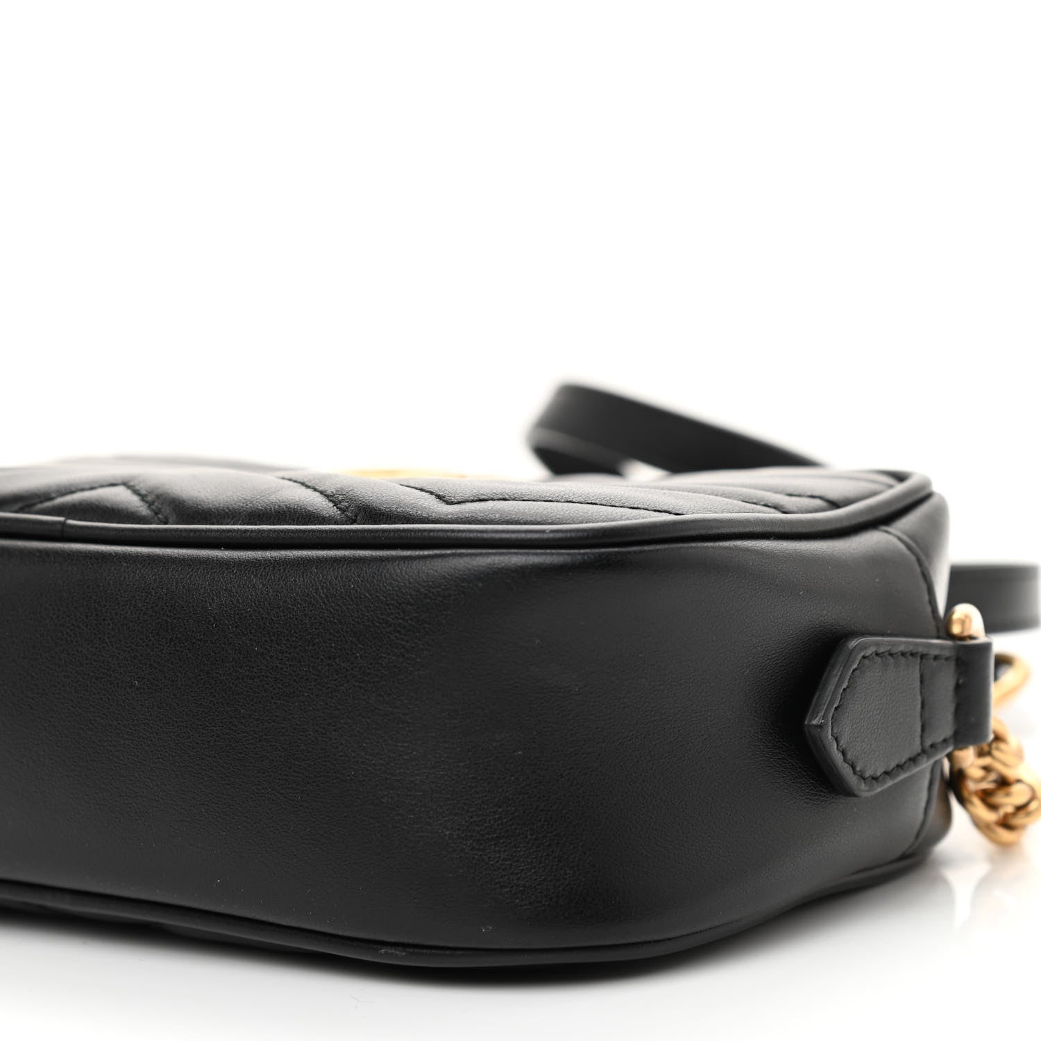 Gucci Calfskin Matelasse Mini GG Marmont Chain Shoulder Bag Black 8 of 8