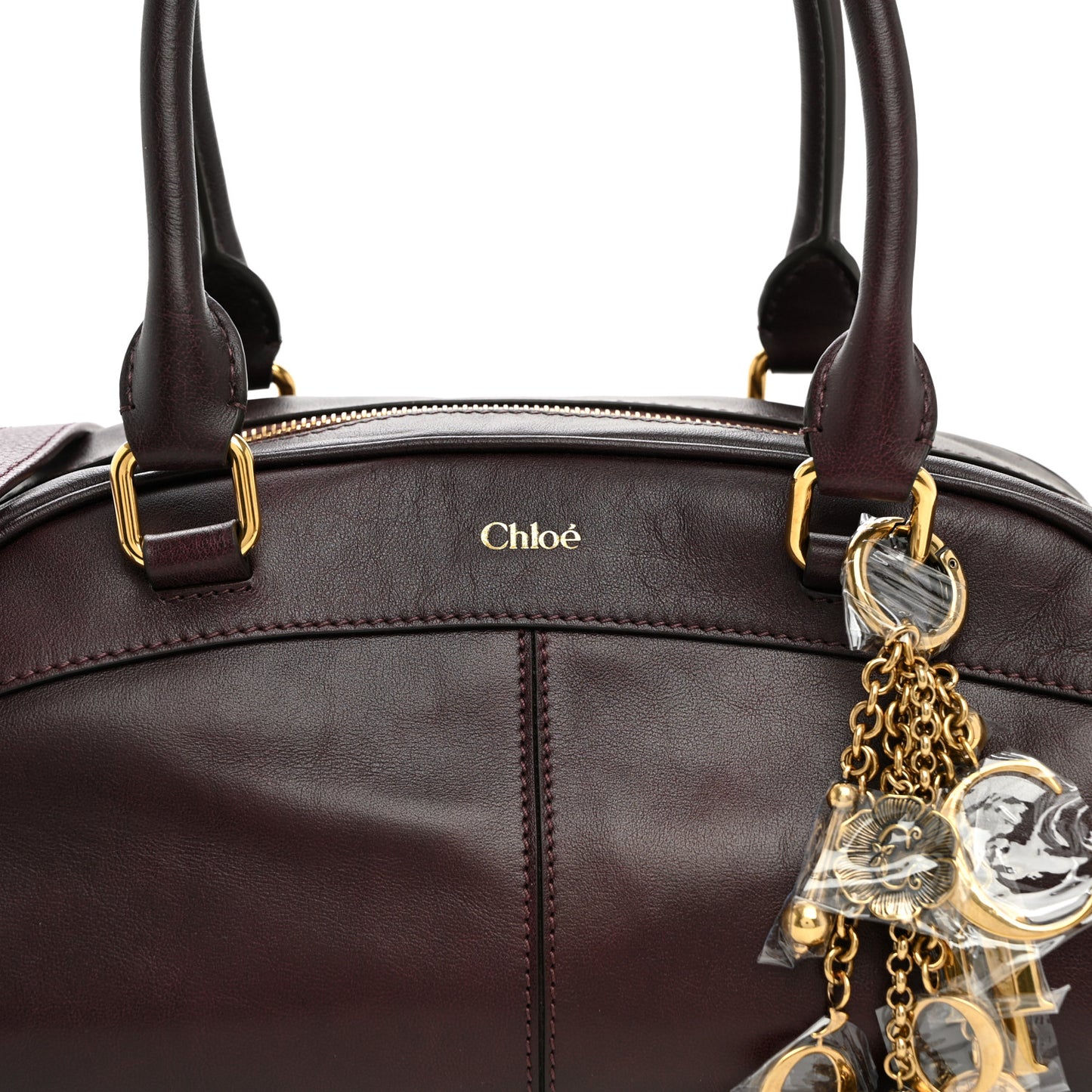 Smooth Calfskin Charms Bowling Bag Perfect Plum