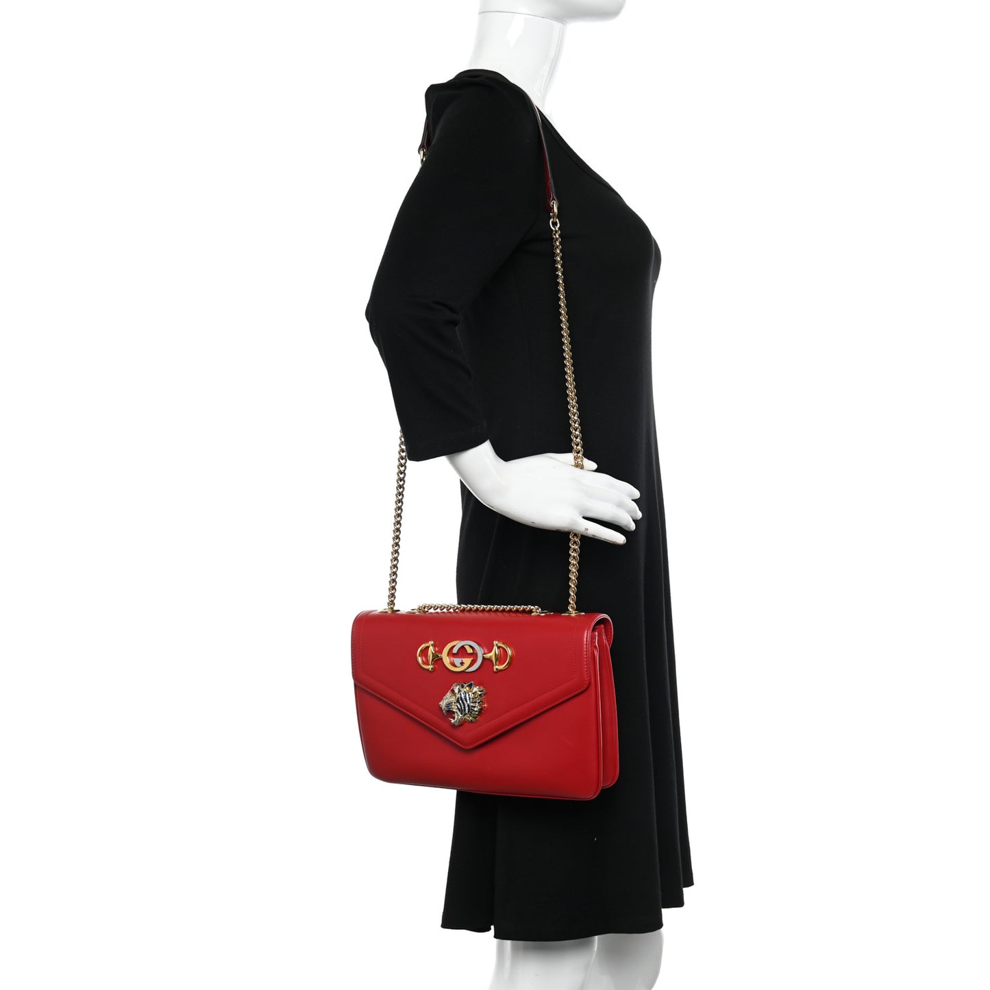 Vitello Palmellato Lux Crystal Medium Rajah Shoulder Bag Hibiscus Red Multicolor