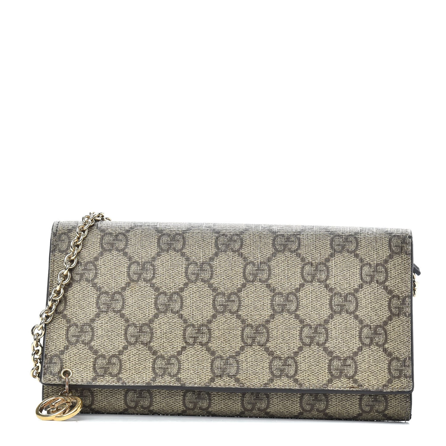 GG Supreme Monogram GG Pierce Chain Clutch Wallet Beige Ebony Black