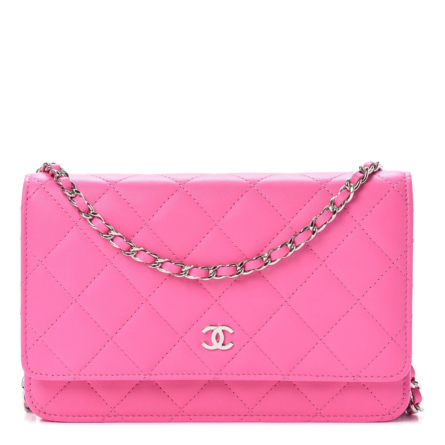 Chanel Lambskin Quilted Wallet On Chain WOC Pink 1 of 11