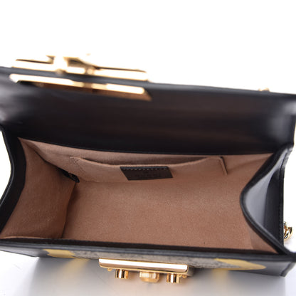 Gucci Calfskin GG Supreme Monogram Small Padlock Shoulder Bag Black Gold 5 of 10