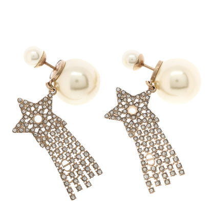 Christian Dior Pearl Crystal Shooting Star Tribales Earrings Gold 1 of 5