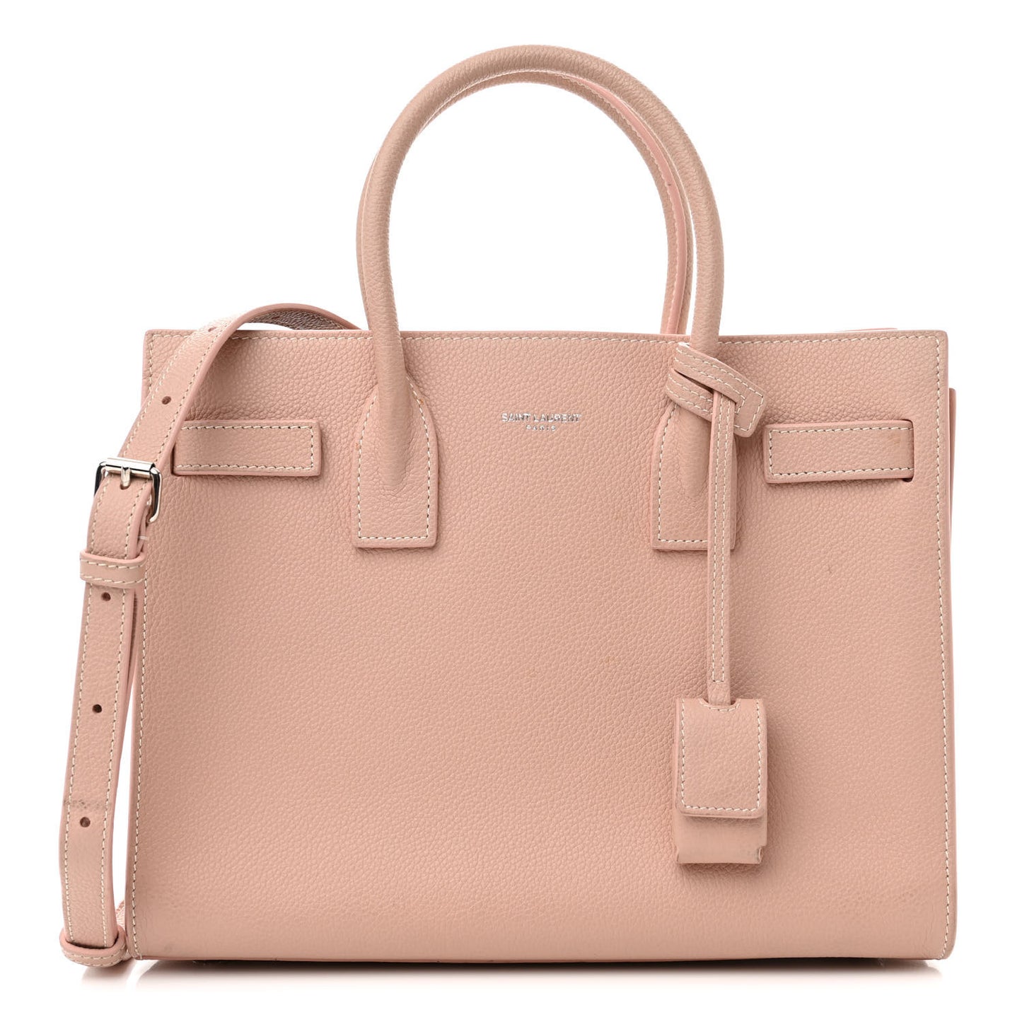 Grained Calfskin Topstich Baby Sac De Jour Antique Rose