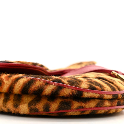 Christian Dior Pony Hair Leopard Saddle Bag Red 9 of 13