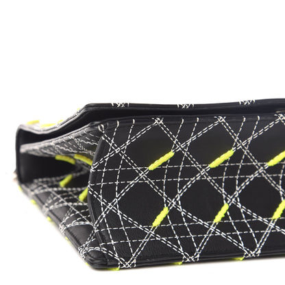 Christian Dior Calfskin Tufted Large Diorama Flap Bag Black Neon 8 of 9