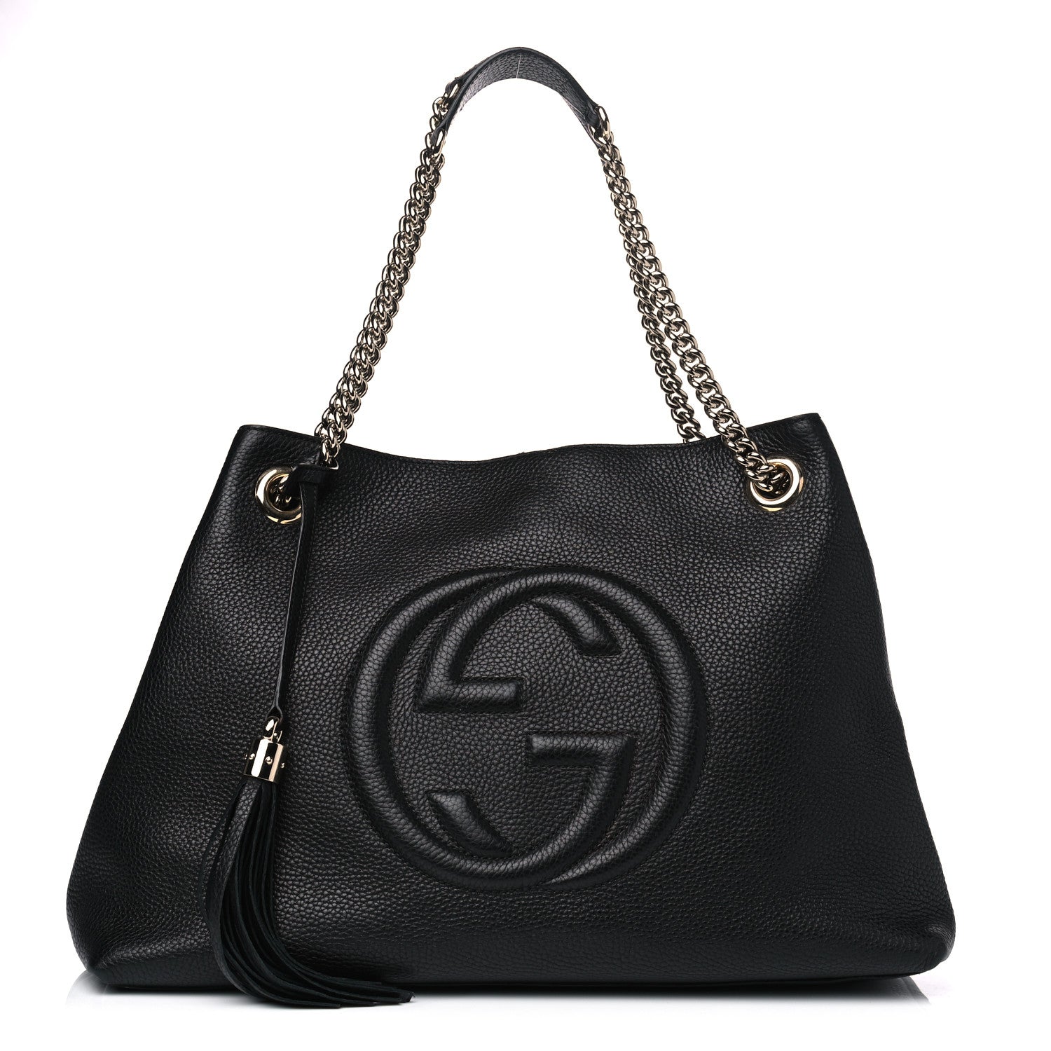 Gucci Pebbled Calfskin Medium Soho Chain Shoulder Bag Black 1 of 4