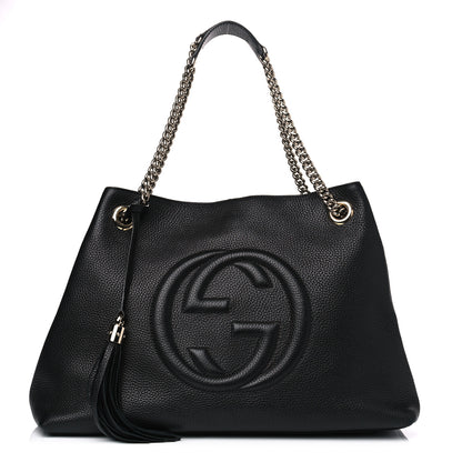 Gucci Pebbled Calfskin Medium Soho Chain Shoulder Bag Black 1 of 4