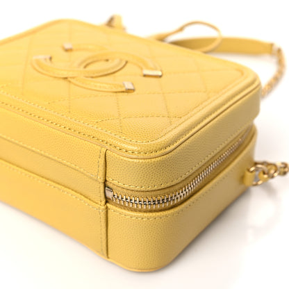 Chanel Caviar Quilted Small CC Filigree Vanity Case Yellow 9 of 10