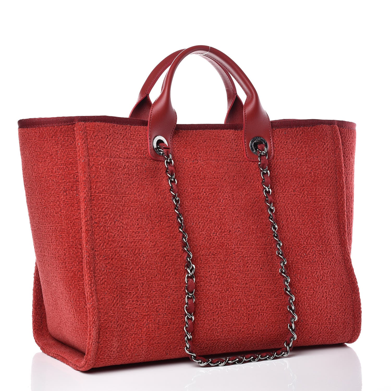 Chanel Lurex Boucle Medium Deauville Tote Red 3 of 8