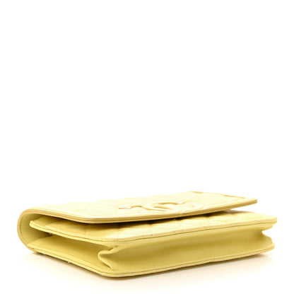 Chanel Caviar Quilted CC Filigree Wallet On Chain WOC Yellow 4 of 11