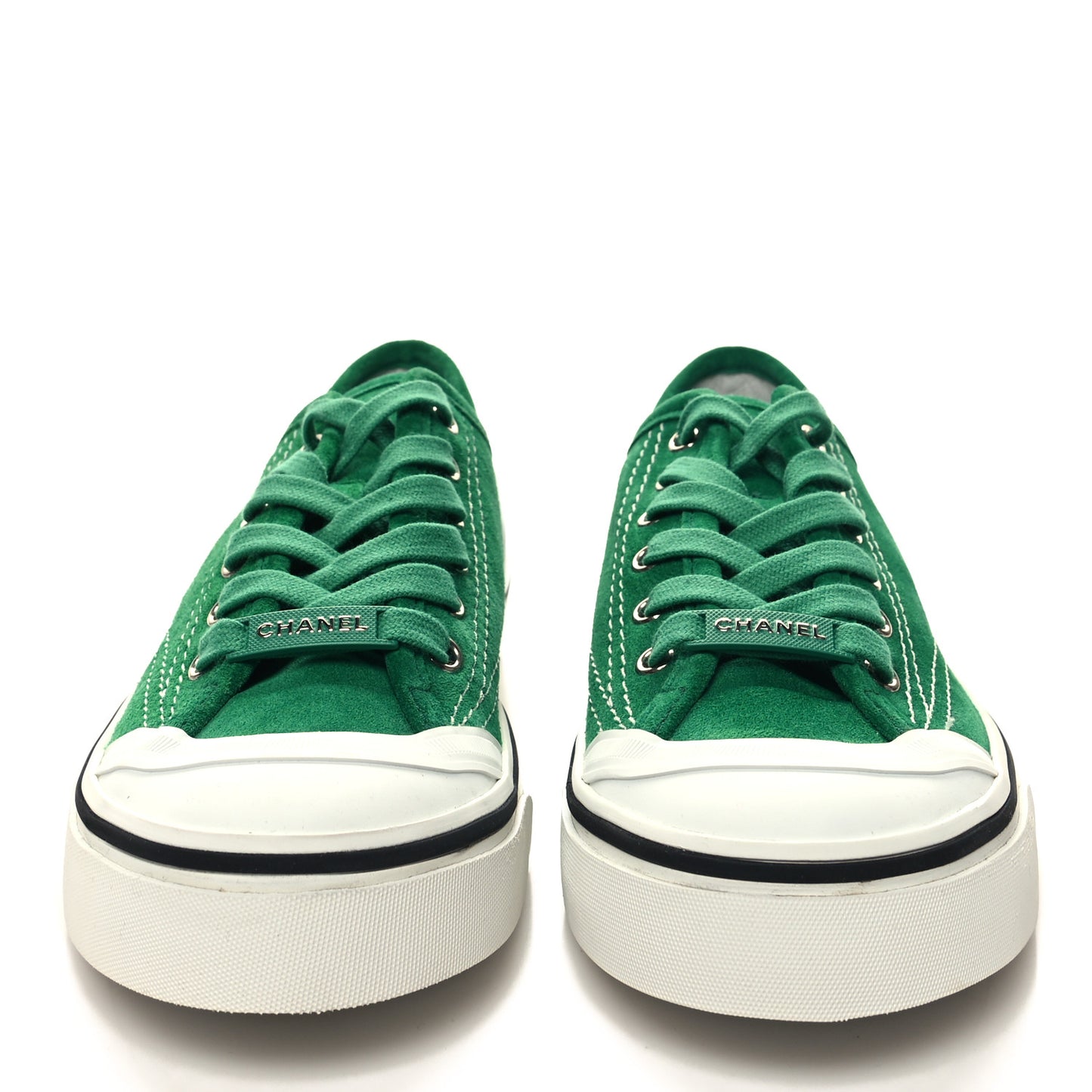 Suede Calfskin Lace Up Cap Toe Sneakers 39 Green