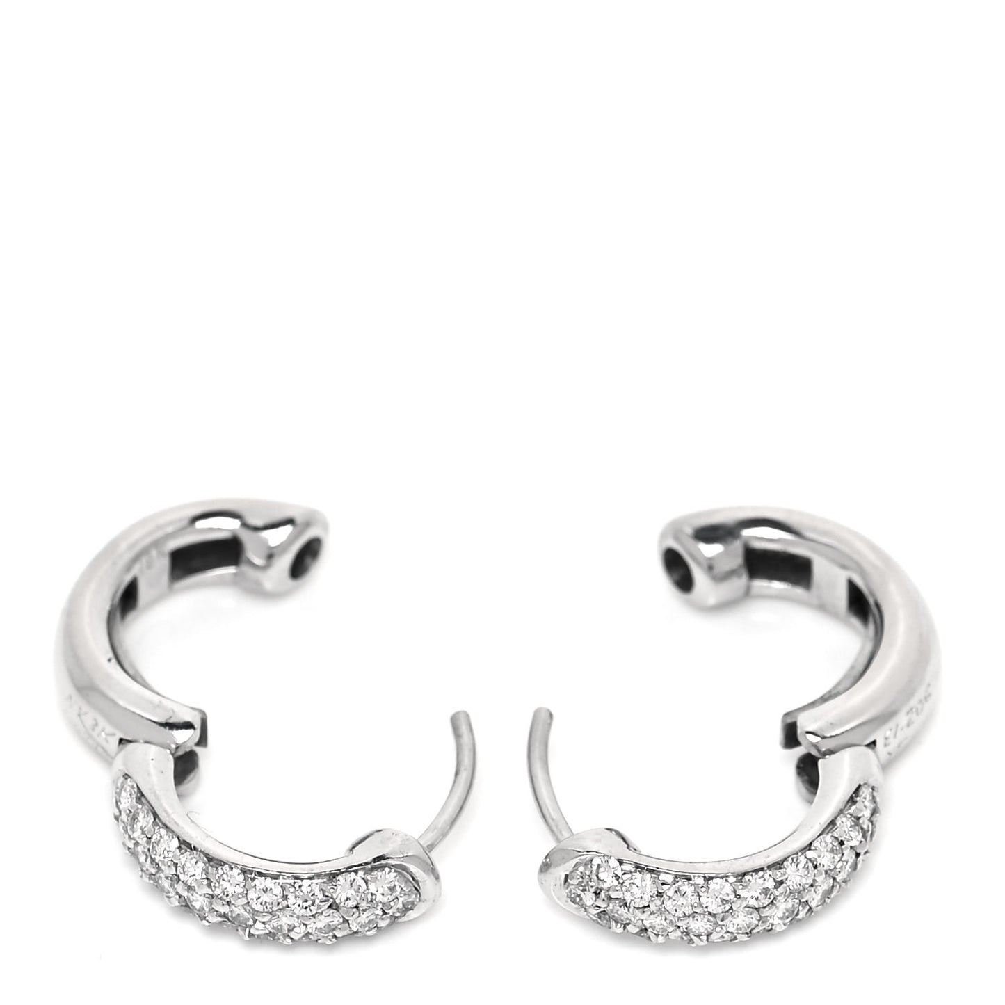 18K White Gold Diamond Huggie Hoop Earrings