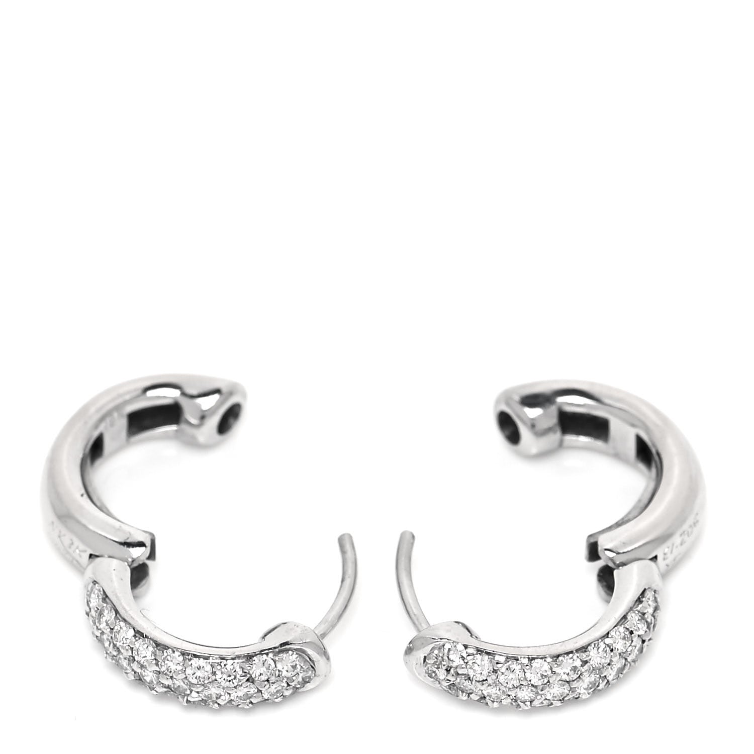 Van Cleef & Arpels 18K White Gold Diamond Huggie Hoop Earrings 3 of 6