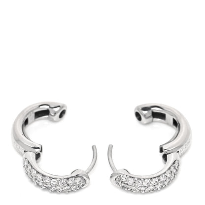 Van Cleef & Arpels 18K White Gold Diamond Huggie Hoop Earrings 3 of 6
