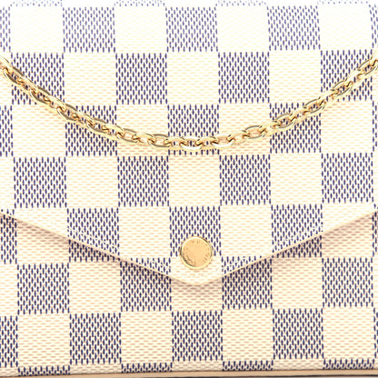 Louis Vuitton Damier Azur Pochette Felicie Chain Wallet Rose Ballerine 10 of 10