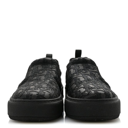 Christian Dior Shiny Technical Fabric Oblique Embroidered Womens Solar Slip On Sneakers 37.5 Black 3 of 9