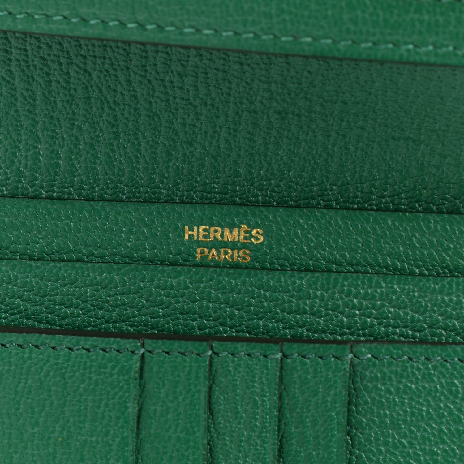 Hermes Ostrich Bearn Compact Wallet Vert Vertigo 6 of 8