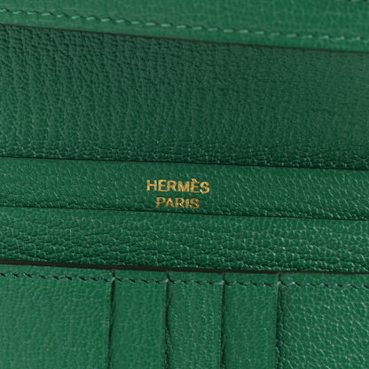 Hermes Ostrich Bearn Compact Wallet Vert Vertigo 6 of 8