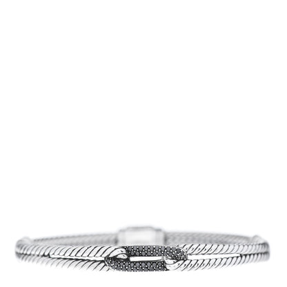 David Yurman Sterling Silver Black Diamond 7mm Petite Mini Loop Bracelet 1 of 6