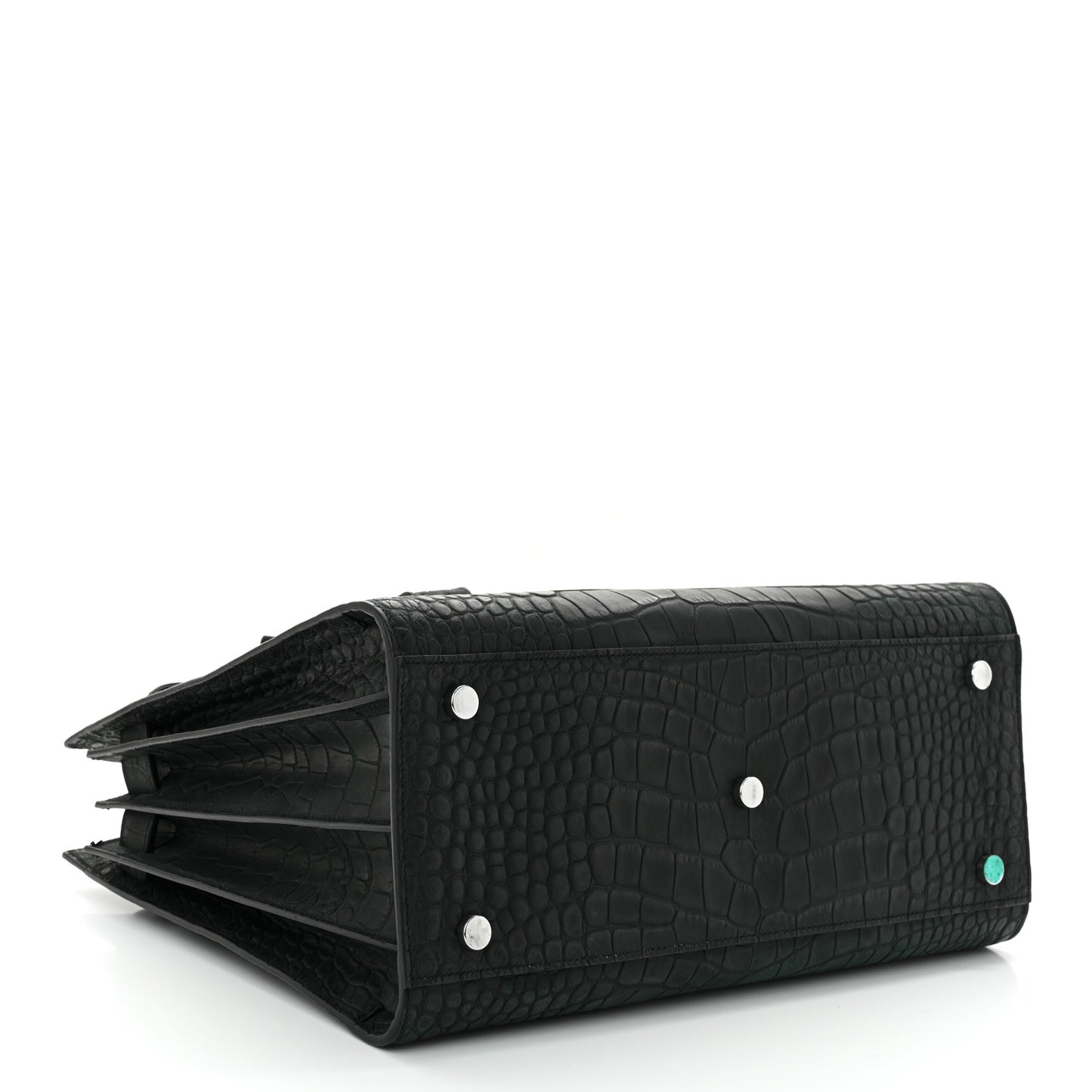 Calfskin Crocodile Embossed Small Sac de Jour Dusty Black